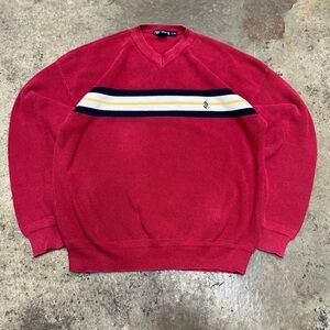 Y2K Nautica Knit Sweatshirt Men’s Large Red Comfy Casual Streetwear 00s Retro